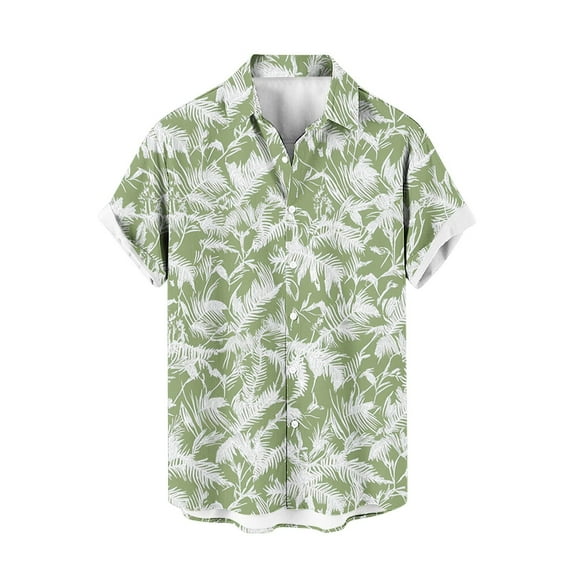 Men's Shirt Plus Size Big and Tall Short Sleeve Hawaiian Printed Lightweight Shirts Summer Casual Beach Fashion Tops Pullover Blouses T-Shirts Light Green XXL