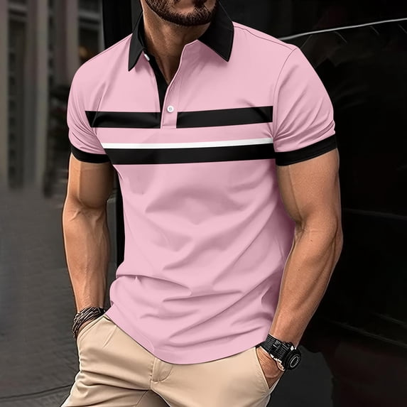 Men's Shirt, Short Sleeve Button Down Collar Pullover Top, Breathable Casual Summer Shirt, 100% Polyester, Relaxed Fit for Outdoor and Daily Wear