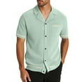 thumbnail image 1 of Men's Shirt Short Sleeve, Knit Button Down Shirts for Men Casual Short Sleeve Vintage Crochet Shirt Summer Beach Vacation Blouses Tops, 1 of 9