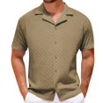 thumbnail image 1 of Men's Shirt Short Sleeve, Men Loose Fit Collar Shirts Short Sleeve Silky Pocket Top Coolness Smooth Short Sleeve Button-Down Shirt, 1 of 8