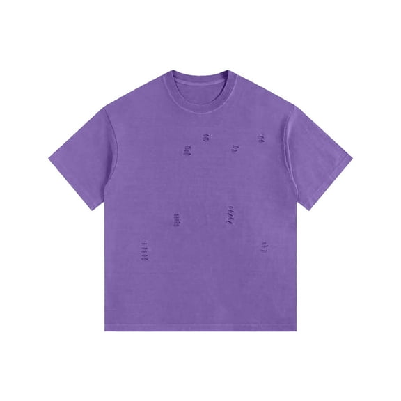 Men's Shirt Short Sleeve, Men Oversized Distressed Ripped T Shirt Gym Heavyweight Faded Vintage Wash Tee Casual Shirt with Rips