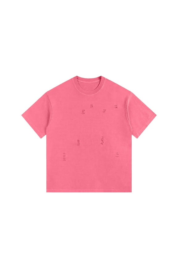 Men's Shirt Short Sleeve, Men Oversized Distressed Ripped T Shirt Gym Heavyweight Faded Vintage Wash Tee Casual Shirt with Rips