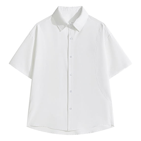 Men's Shirt Short Sleeve, Mens Short Sleeve Dress Shirts Stretch Loose Casual Button Down Shirts Solid Regular Fit Formal Shirt Summer Beach