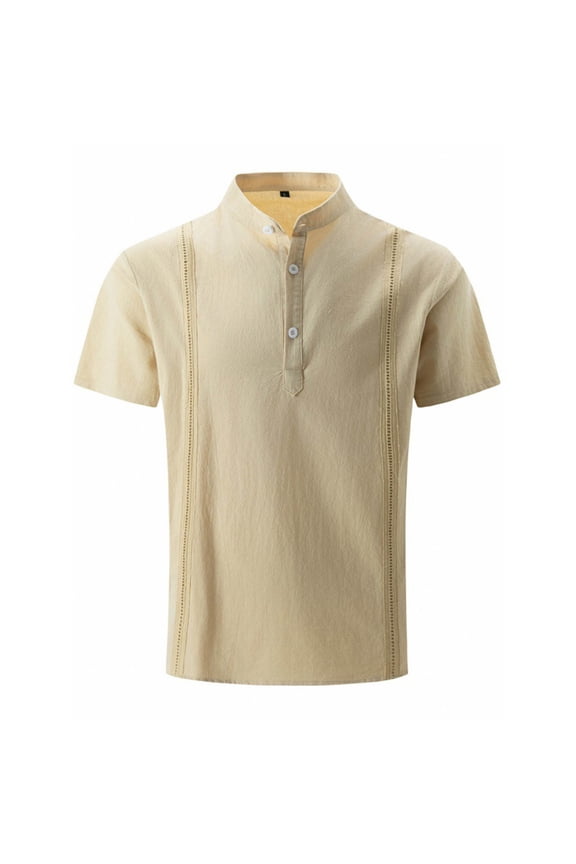 Men's Shirt Short Sleeve, Mens Stretchy Golf Shirts Short Sleeve Cotton Linen Moisture Wicking Dress Shirt Regular Fit Athletic Casual Summer