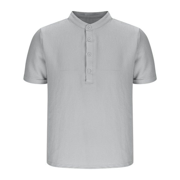 Men's Shirt, Short Sleeve Stand-Up Collar Casual Shirt, Soft and Breathable Fabric for Summer