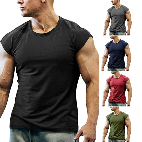 Men's Shirt Soft Tee Shirts Mens Cap Sleeve Black Shirt Men