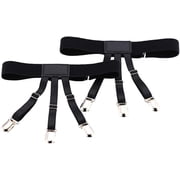 Mens Shirt Stays Holder, Adjustable Elastic Non-Slip Shirt Tucks with Heavy-Duty Metal Clips