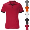 thumbnail image 1 of Men's Shirt Summer Must-have Contrast Color Hem Short-sleeved Shirt Comfortable And Breathable Men's Casual Tops Wine XXL, 1 of 5