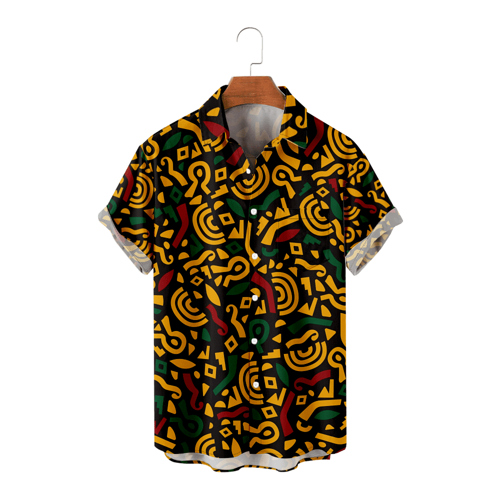 Men's Shirt Traditional Pattern Print Pretty Funny Animation Print