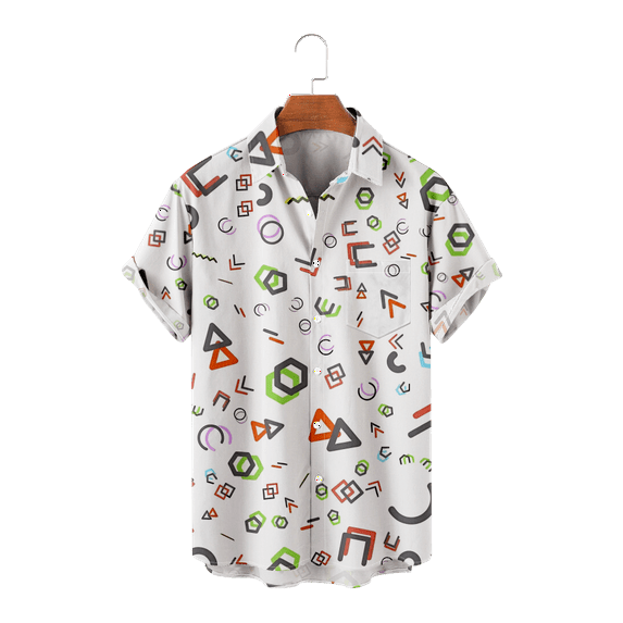 Men's Shirt Vintage Retro 80s 90s Geometric Exquisite Classics Art Print Aloha Shirt for Adult for Gift to Husbund