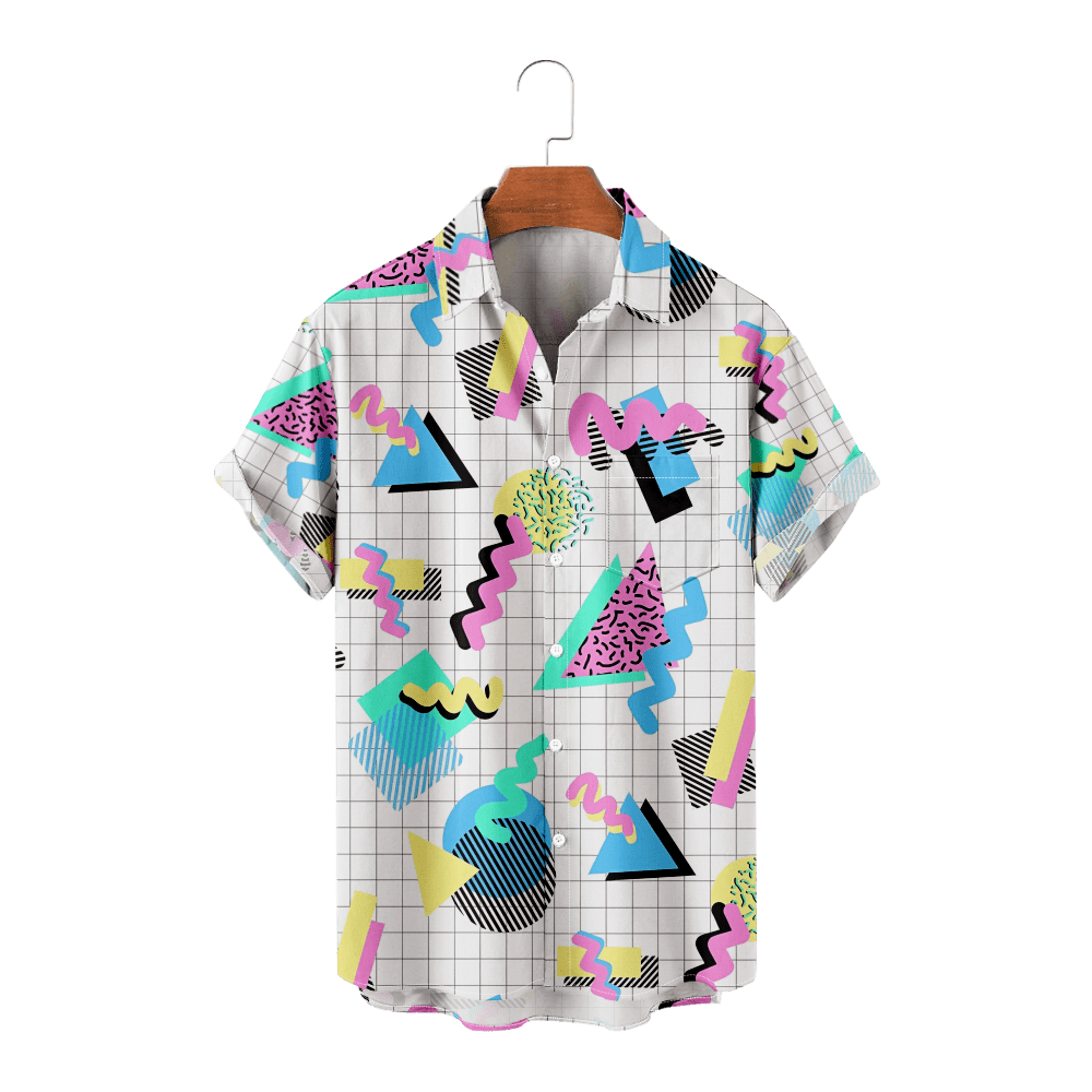 Men's Shirt Vintage Retro 80s 90s Geometric Prevalent Soft