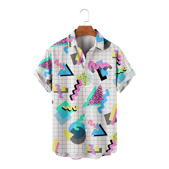 Men's Shirt Vintage Retro 80s 90s Geometric Prevalent Soft Attractive Design Graphic T-Shirt for Adult for Gift to Husbund