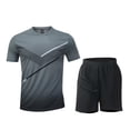 thumbnail image 1 of Men's Shirt and Shorts Gym Set 2 Piece Outfits Fashion Summer Tracksuits Casual Sportwear Set Big and Tall Size M-5XL Gray, 1 of 5