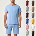 thumbnail image 1 of Men's Shirt and Shorts Set 2 Piece Fashion Summer Tracksuits Cotton Oversized T-Shirts Shorts Outfits White, Size M, 1 of 5