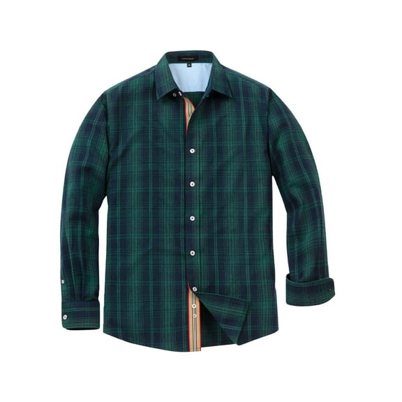 Men's Shirts 2025 Fall Button Down Long Sleeve Flannel Shirt Jacket Cotton Regular Fit Casual Plaid Mens Dress Shirts Dark Green L