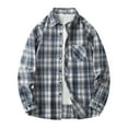 thumbnail image 1 of Men's Shirts 2025 Fall Winter Long Sleeve Retro Plaid Shirt Jacket Button Down Loose Casual Mens Shirt Black L, 1 of 4