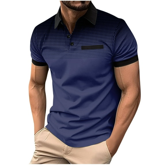 Men's Shirts 2025 Short Sleeve Casual T Shirt Color Block Slim Fit Golf Shirts with Pocket