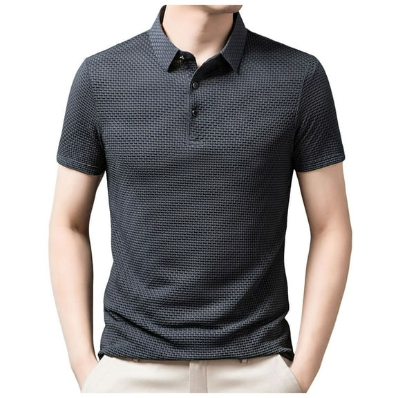 Men's Shirts Advanced Sense Lapel Short Sleeve Casual Business Ice Silk Top Comfortable Breathable Stylish T-Shirt Men's Tops T-Shirt Casual Crew Neck Loose