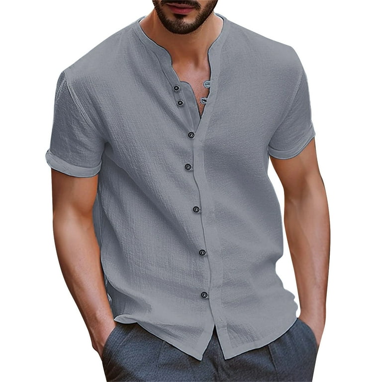 Men's Shirts Beach Style Short Sleeve Dress Stretch Business