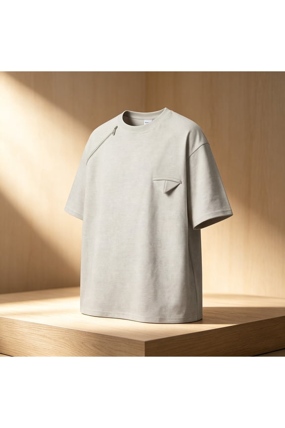 Men's Shirts Big and Tall Korean Style Fashionable All-Match Heavy Weight Loose Round Neck T-Shirt