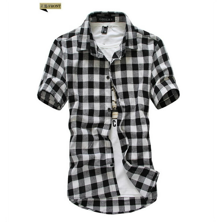 Men's Shirts Blouse Short Sleeve T Shirt Tops Summer Casual Plaid