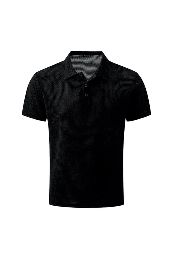 Men's Shirts Casual Polo Men 3 Buttons Casual Work T Shirts Quick Dry Short Sleeve Golf Shirt Pique Jersey Outdoor Performance Black XL
