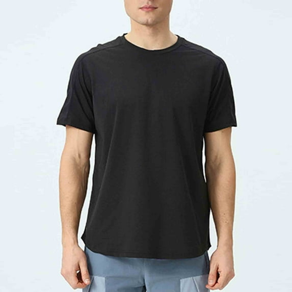 Men's Shirts Cotton,Mens Crew Neck T Shirts Active Short Sleeve Tee Solid Color Tops