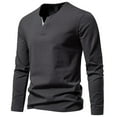 thumbnail image 1 of LbsKUS Men's Shirts Double V Neck Cotton Tops Long Sleeve Casual T Shirts Soild Basic Fall Top Soft Cotton Stretch Slim Fit Basic Shirt for Men, 1 of 3