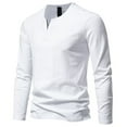 thumbnail image 1 of LbsKUS Men's Shirts Double V Neck Cotton Tops Long Sleeve Casual T Shirts Soild Basic Fall Top Soft Cotton Stretch Slim Fit Basic Shirt for Men, 1 of 3