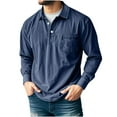 thumbnail image 1 of Men's Shirts Fall Winter Long Sleeve Fashion Casual Banded Bottom Stretch Classic Golf Shirt Lightweight Button Collared Pullover Sweatshirts with Pocket, 1 of 5