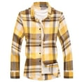 thumbnail image 1 of Men's Shirts Fall Winter Regular Fit Long Sleeve Plaid Shirt Jacket Big And Tall Plus Szie Button Down Casual Lapel Mens Dress Shirts Yellow XXL, 1 of 3