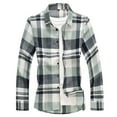thumbnail image 1 of Men's Shirts Fall Winter Regular Fit Long Sleeve Plaid Shirt Jacket Big And Tall Plus Szie Button Down Casual Lapel Mens Shirt Green XXXL, 1 of 2