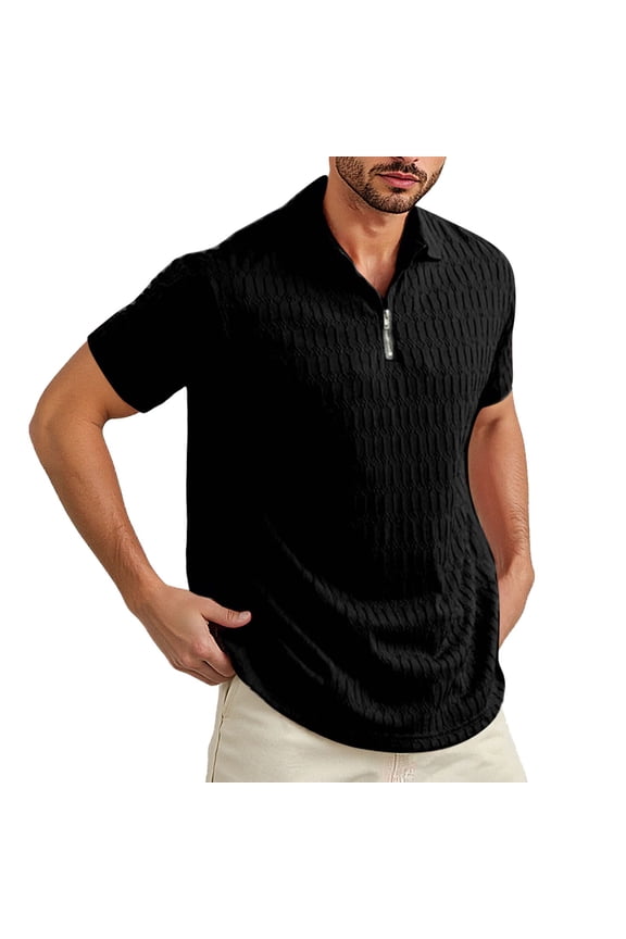 Men's Shirts Fashionable Knit Tops for Spring Summer Stylish Casual Wear with Zipper and Mesh Suitable for Everyday Use Mens T-Shirts Graphic for 60 Year Old To Customize Slim T Shirts