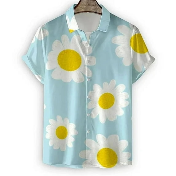 Men's Shirts Flower pattern 3D Print Beach Short Sleeve Summer New Lapel Blouse Hawaiian Button Tops Men's Clothing Short Shirts