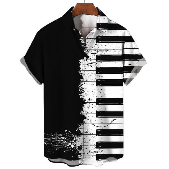 Men's Shirts For Men Funny Piano keys 3d Print Tops Casual Men's Clothing Summer Short Sleeved Tops Tee Loose Oversized Shirt