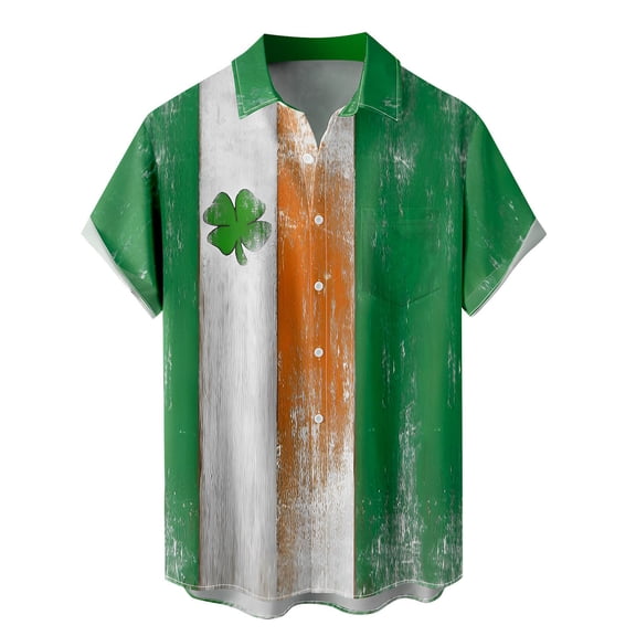 Men's Shirts Irish Festival Casual Button-Up Shirt St Patricks Day 3d Print Casual Mens Tops Summer Clothes