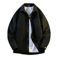 thumbnail image 1 of Men's Shirts Jackets Lapel Button Down Long Sleeve Solid Color Tops Casual Lightweight Outwear With Side Pockets (XL, Black), 1 of 8