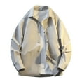 thumbnail image 1 of Men's Shirts Jackets Lapel Button Down Long Sleeve Solid Color Tops Casual Lightweight Outwear With Side Pockets (XXL, White), 1 of 8