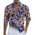 thumbnail image 1 of Men's Shirts Long Sleeve Dress Shirts Casual Floral Shirt Wrinkle-Free Formal Regular Fit Shirts Pink XXXXXL, 1 of 6