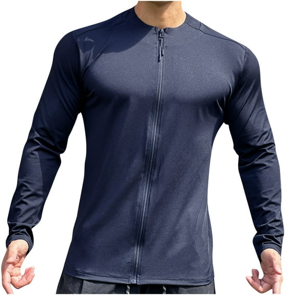Men's Shirts Long Sleeve Shirts for Men Workout Full Zip Lightweight Cooling Shirt Jacket Quick Dry Athletic Running Gym Gear