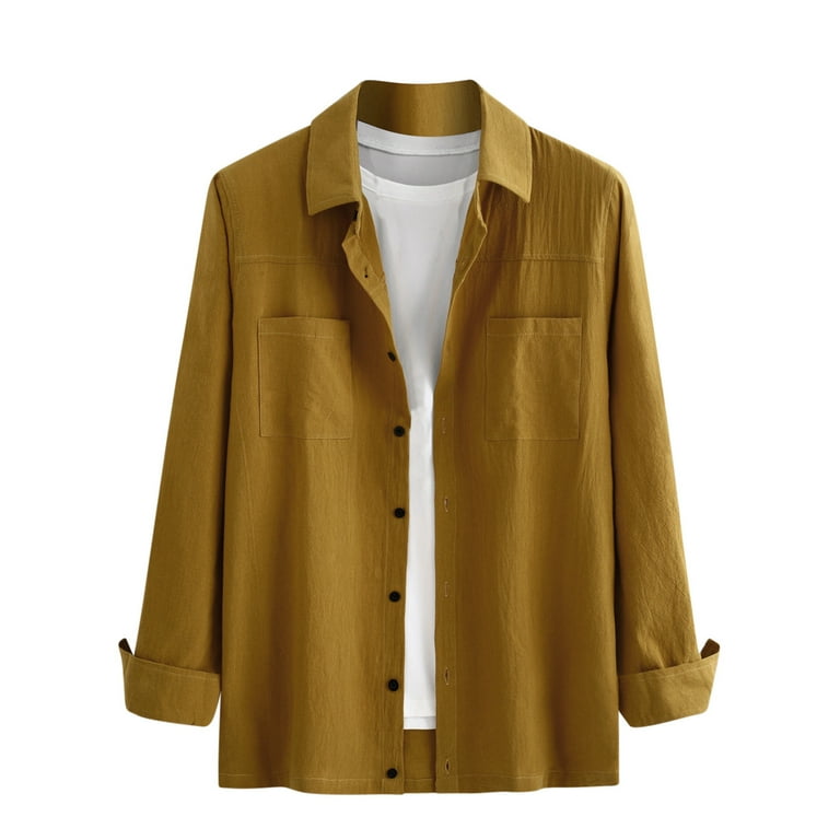 Men's Shirts Long Sleeve Smart Casual Vintage Plain Shirt Sale