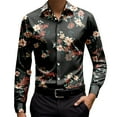 thumbnail image 1 of Men's Shirts Long Sleeve Vintage Floral Printed Comfortable Button Down Collared Tops Slim Fit Free Party Fashion Dress Shirts for Men, 1 of 5