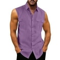 thumbnail image 1 of Men's Shirts Male Summer Double Pocket Sleeveless Turn Down Collar Tshirts Shirts for Men, 1 of 6