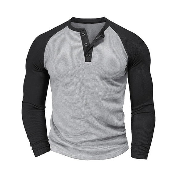 Men's Shirts Men's Henley Shirts Raglan Long Sleeve Baseball T-shirts Regular Fit Casual Tee Shirt Big and Tall Waffle Sweatshirts