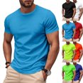 thumbnail image 1 of Men's Shirts Men's Solid Color Short Sleeved Outdoor Running Sports Breathable Short Sleeve Light Blue XXXL, 1 of 8