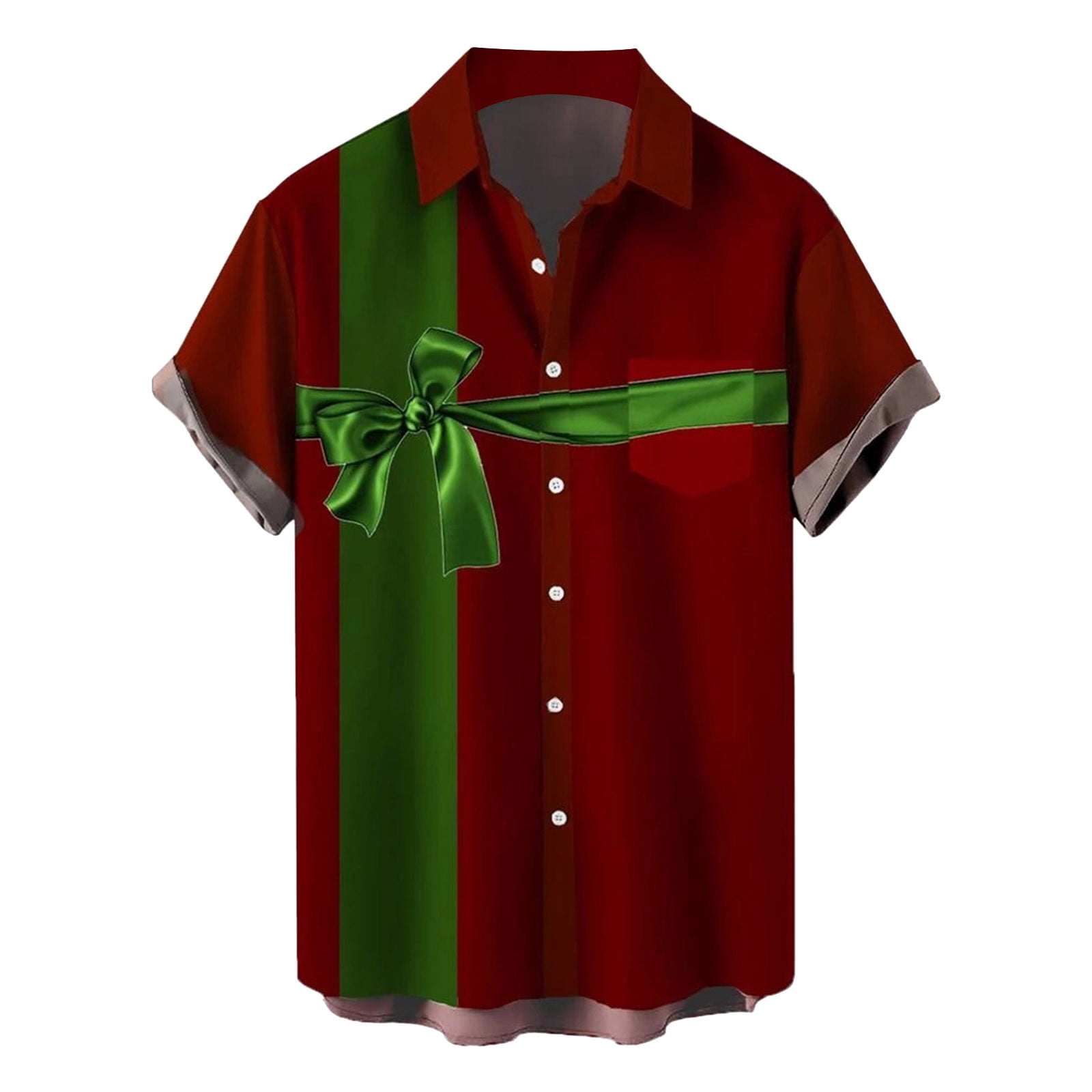 Men's Shirts, Mens Christmas Santa Gift 3D Digital Printing Button