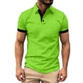 thumbnail image 1 of Men's Shirts, Mens Collared Shirts Short Sleeve Casual Golf Shirt Contrast Trim Button Placket Athletic Summer Work Top Travel Wear Green XL, 1 of 8
