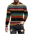 thumbnail image 1 of Men's Shirts Mens Striped Pullover Shirts Color Block Casual Tops Crew Neck Contrast Long Sleeve Blouse Loose Fashion Streetwear, 1 of 5