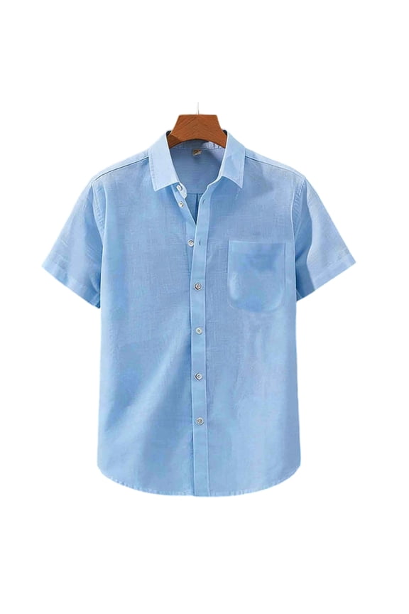 Men's Shirts Minimalist Breathable Button Up Tops with Chest Pocket Workwear Lightweight Tees for Cruise