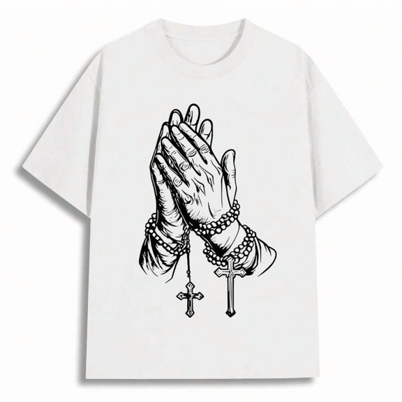 Men's Shirts Praying Hands Graphic 100% Cotton International Workers' Day Streetwear Vintage T-Shirts